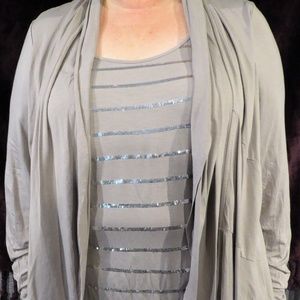 Inc One Piece Cardigan Tunic Top with Sequins 3X